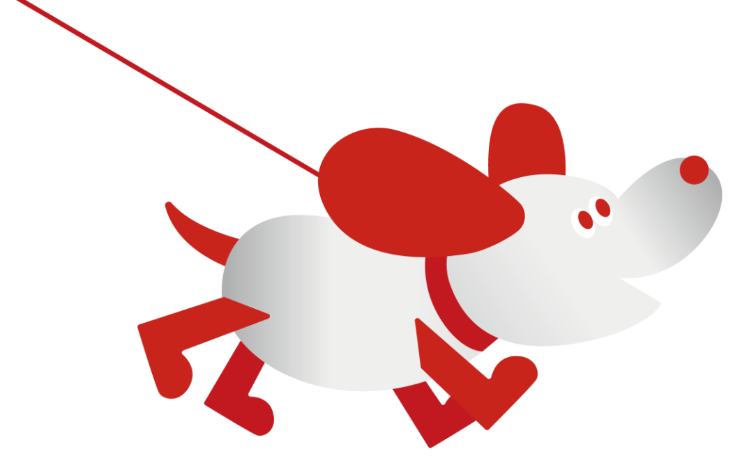 散歩で喜ぶ犬のイラスト