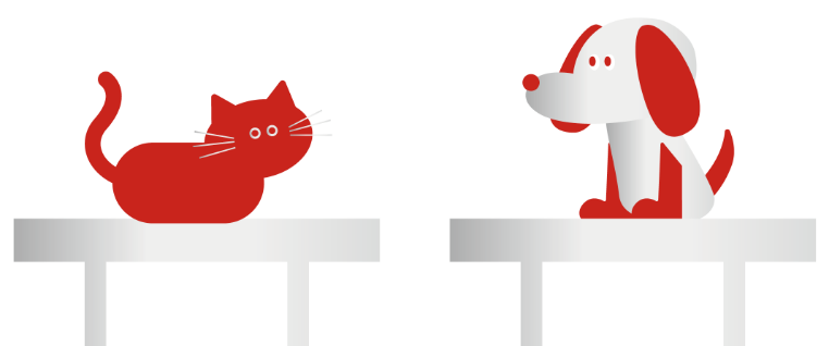 ワンちゃんネコちゃんが座っているイラスト